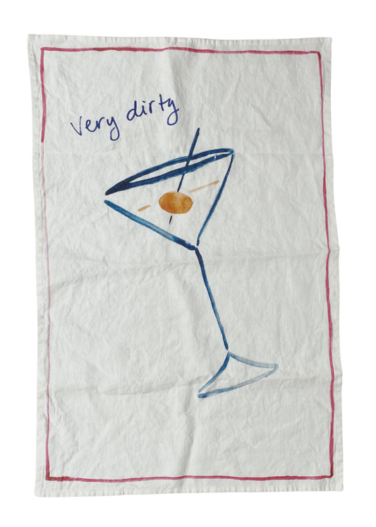 Dirty Martini Print Linen Teatowel