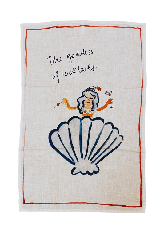 The Goddess of Cocktails Print Linen Teatowel