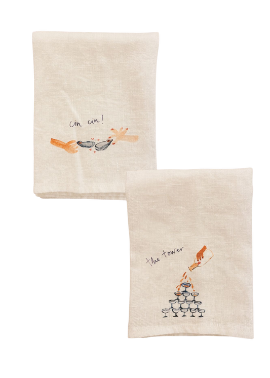 The Tower & Oyster Cheers - Set of Two Linen Napkins