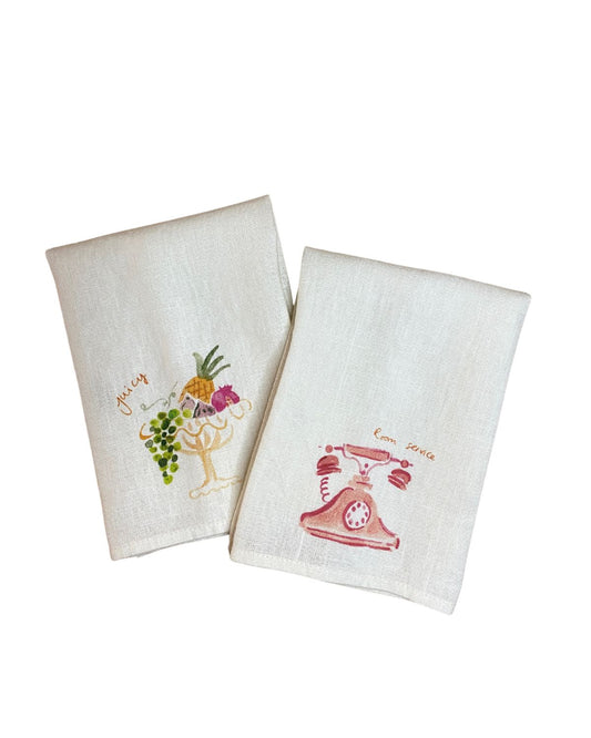 Fruity & Room Service - Set of Two Linen Napkins